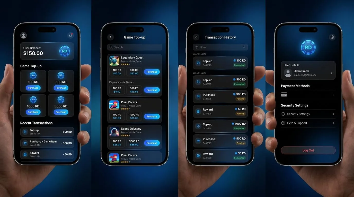 Screenshot topup game RD di Dream Topup Mandiri — chip & koin emas